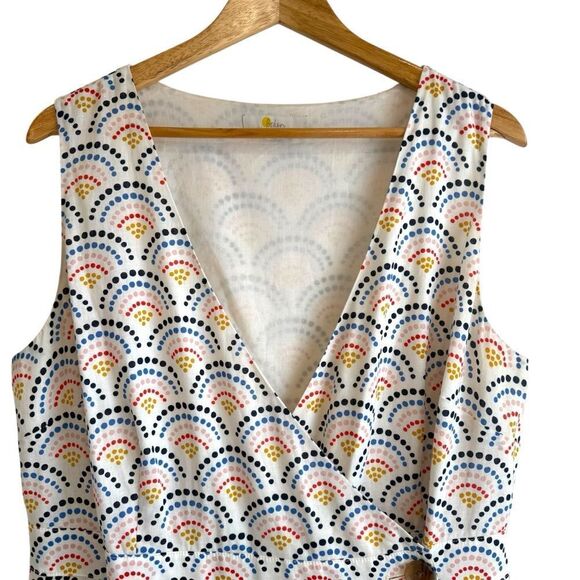 BODEN Arwen Cream Sunshine Print Sleeveless Cotton, Linen Midi Dress Size 14 - Picture 7 of 11